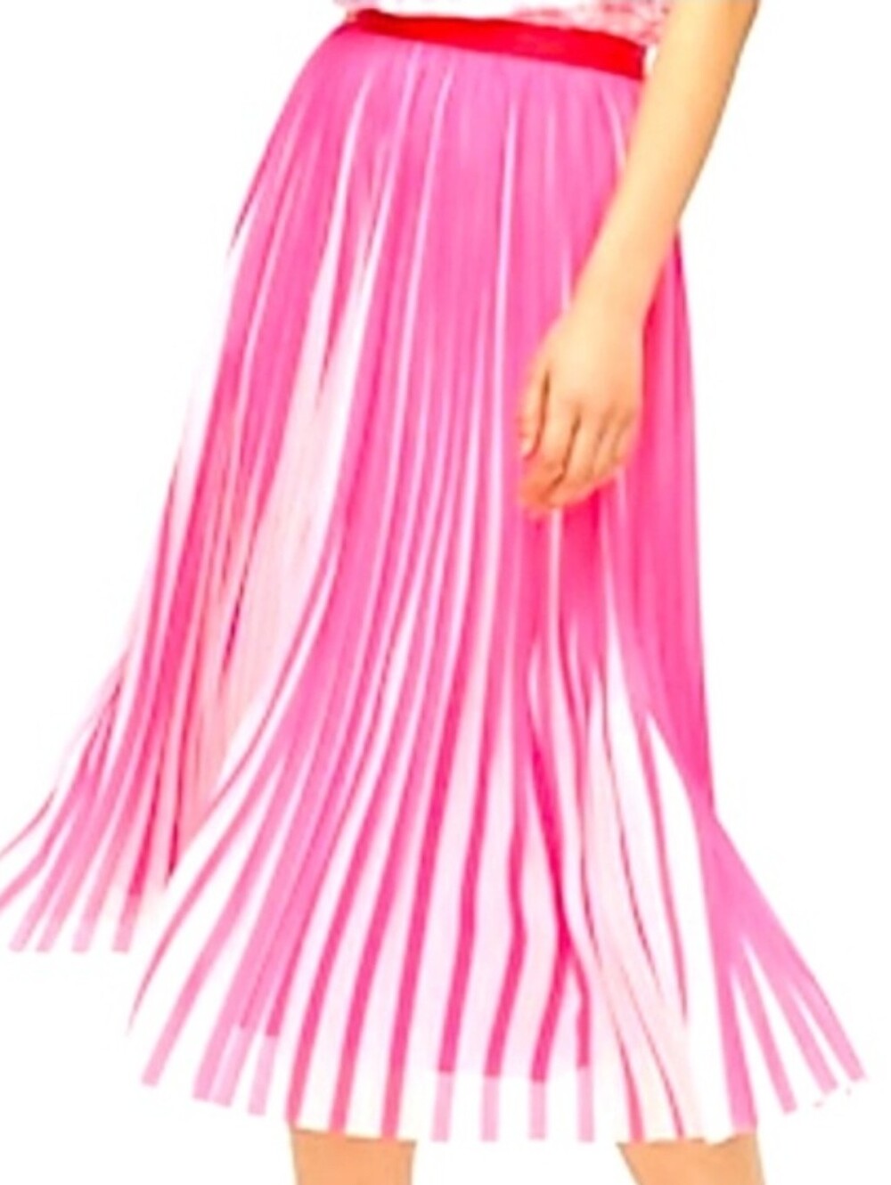 J. Crew Pink and White Pleated Skirt Size 12